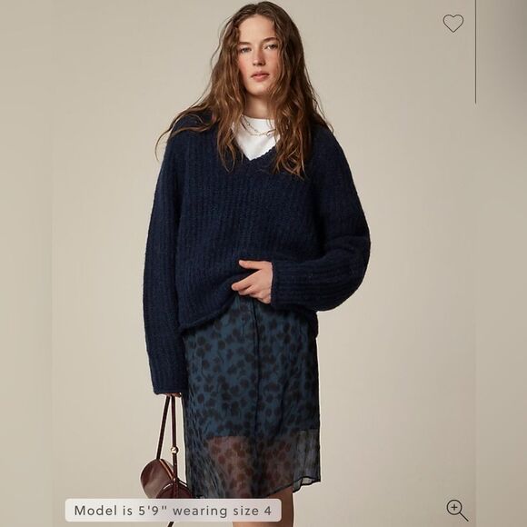 NWT J CREW Ribbed V-neck sweater in wool blend in Teal green - Picture 3 of 7